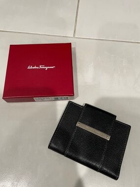 Salvatore Ferragamo Black Leather Bifold Wallet